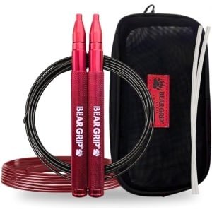 Springtouw Snelheid - Fitness Touw - HIIT Boksen CrossFit - Verstelbare Handgrepen - Aluminium Staal - Rood
