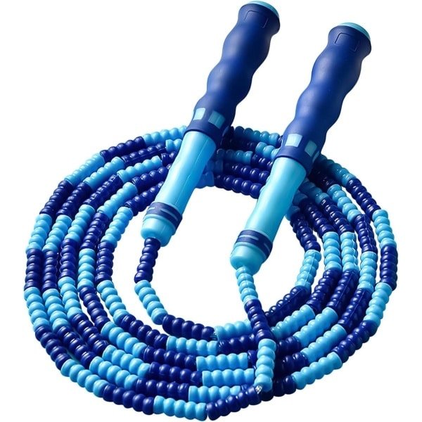 Springtouw met Parels - Fitness Touw - Cardio Training - Verstelbare Lengte - 2.4 m - Blauw