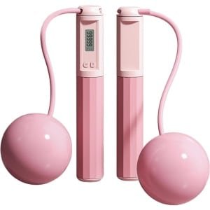 Springtouw met Teller - Fitness Touw Cardio - Effectieve Training - Ingebouwd LED Display - Verstelbare Lengte - Roze