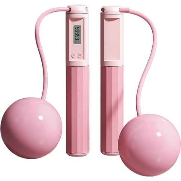 Springtouw met Teller - Fitness Touw Cardio - Effectieve Training - Ingebouwd LED Display - Verstelbare Lengte - Roze