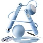 Springtouw zonder touw - Fitness springtouw - Cardio training - Intelligente teller - Verstelbaar gewicht - Blauw