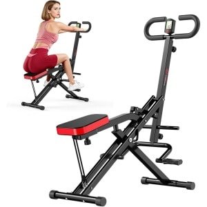 Squat Machine - Fitnessapparaat Hometrainer - Full Body Workout - Opvouwbaar en Ruimtebesparend - 87x58x110 cm - Zwart Rood