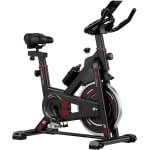 Stationaire Hometrainer - Spinfiets Fitnessapparaat - Indoor Cardiotraining - Verstelbare Zitting Stuur - 103x46x113 cm - Zwart Rood