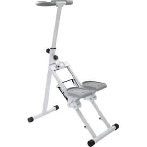 Stepper met Handgrepen - Traplift Fitnessapparaat - Cardio Training Thuis - Verstelbare Handgrepen - 100 kg Draagvermogen - Wit