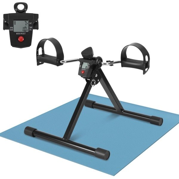 Stoelfiets - Bureaufiets - Bewegingstrainer - Fietstrainer met Instelbare Weerstand - Mini Hometrainer - Under Deskbike - Mobiliteitstrainer - Fitness - Bewegen Tijdens Je Werk - Beentrainer - Geschikt voor Armen en Benen - zwart