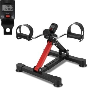 Stoelfiets - Bureaufiets - Bewegingstrainer - Fietstrainer met Instelbare Weerstand - Mini Hometrainer - Under Deskbike - Mobiliteitstrainer - Fitness - Bewegen Tijdens Je Werk - Beentrainer - Geschikt voor Armen en Benen - zwartrood