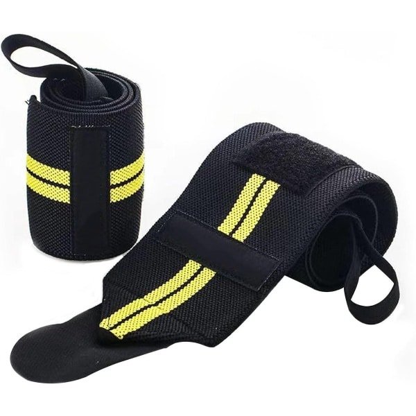 Straps voor krachttraining met snelsluiting en metalen bouten, geschikt voor powerlifting en crossfit, geel gestreept, 2 stuks.