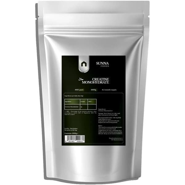 SunnaFoods - Creatine Monohydraat Poeder - Micronized 200 Mesh - 1000g (6,5 maanden) - Onafhankelijk Labgetest - Geproduceerd in Duitsland