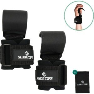 Supplife Lifting Hooks - Lifting Straps - Weightlifting Straps - Gym - Fitness, Powerlifting, CrossFit & Krachttraining - Workout - Deadlift Straps - Lift Haak- Zwart