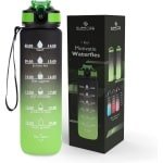 Supplife Nederlandse Motivatie Waterfles - 1 Liter - Nederlandse Tekst - Drinkfles - Waterfles met Tijdmarkeringen - Waterfles met rietje - Fitness & Crossfit - Inclusief Schoonnmaakborsteltje - Onyx Lime