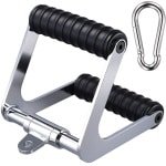T-vormige kabelroeistang, 14 x 14 x 17 cm, optrekstang met TPE-handgrepen, zwart en zilver, voor fitness en krachttraining