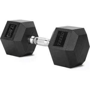 TREXO Halters 2,5 kg - 35 kg hexagon duurzaam rubber gietijzer voor krachttraining thuis met ergonomische greep stabiele en veelzijdige halter hex