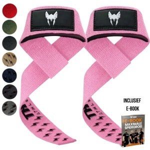 Thor Athletics Lifting Straps - Extra Grip - Krachttraining Accessoires - Powerlifting Straps - Deadlift Straps - Roze - Inclusief E-Book - One Size