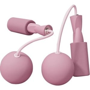 Touwspringen Fitnessaccessoire - Touwloos Springtouw - Cardio Training - Gewogen Bal - 13.5 cm Handvat - Roze