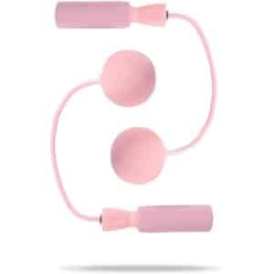 Touwtjespringen: een draadloos springtouw dat geschikt is voor thuis en kleine ruimtes, inclusief een springbal voor beginners. Ideaal voor cardio, intensieve intervaltraining (HIIT) en fitness. Roze