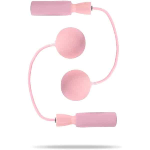 Touwtjespringen: een draadloos springtouw dat geschikt is voor thuis en kleine ruimtes, inclusief een springbal voor beginners. Ideaal voor cardio, intensieve intervaltraining (HIIT) en fitness. Roze