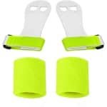 Turnleertjes Bailie Groen maat 3/L (1 paar) met Korte Groene Polsbanden (1 paar) Turnen Gymnastiek Beginners Leertjes Grips Turnen Gymnastiek Crossfit Leer Bescherming Handen Brug Rekstok Ringen