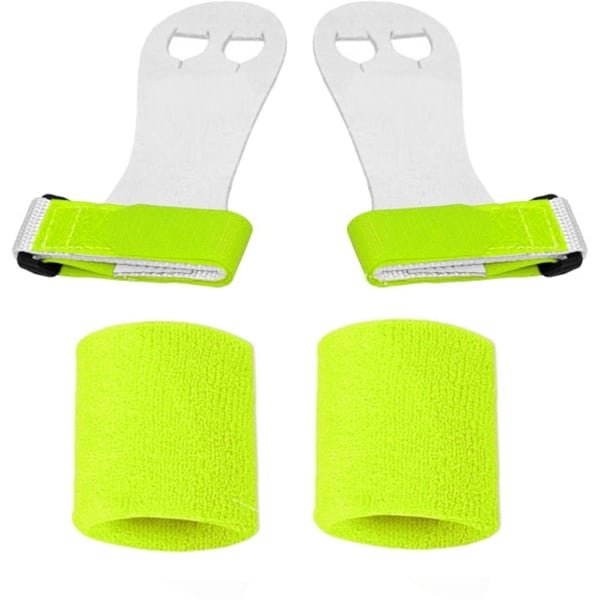 Turnleertjes Bailie Groen maat 4/XL (1 paar) met Korte Groene Polsbanden (1 paar) Turnen Gymnastiek Beginners Leertjes Grips Turnen Gymnastiek Crossfit Leer Bescherming Handen Brug Rekstok Ringen
