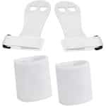 Turnleertjes Bailie Wit maat 4/XL (1 paar) met Korte Witte Polsbanden (1 paar) Turnen Gymnastiek Beginners Leertjes Grips Turnen Gymnastiek Crossfit Leer Bescherming Handen Brug Rekstok Ringen