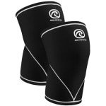 V-kniebandage voor krachtsport - 7 mm neopreen kniebandage voor fitness, powerlifting en crossfit, zwart, maat M