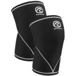 V-kniebandage voor krachtsport - 7 mm neopreen kniebandage voor fitness, powerlifting en crossfit, zwart, maat M