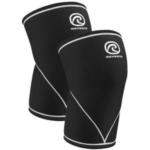 V-kniebandage voor krachtsport - 7 mm neopreen kniebandage voor fitness, powerlifting en crossfit, zwart, maat M