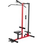 VEVOR Lat Pulldown Station, 2-in-1 Lat Pulldown Tower, ca. 227kg Draagvermogen, Power Station met Lat Pulldown Bar, Krachttraining voor Rug, Armen en Schouders, Lat Pulldown Machine voor Thuisfitness, Zwart-Rood