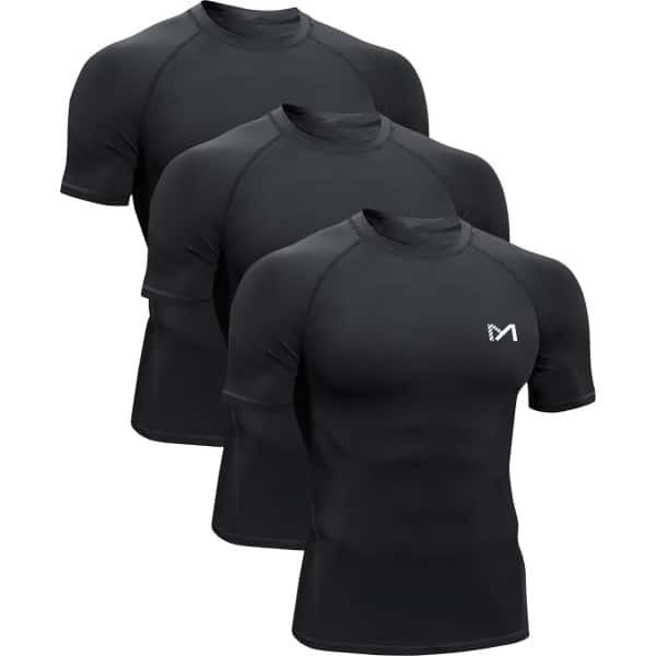 VIMOSE 3 Stukken Sport T-Shirt Heren - Sportkleding Man - Fitnesskleding - Jongens Kleding voor Fitness, CrossFit & Gym -Zwart-XL