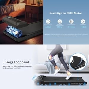 VLSelect®Loopband inklapbaar - Hometrainer Elektrisch - walking pad Fitness - Zwart