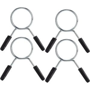 Veerklemmen voor stangen - Veiligheidsclips gewichten - Krachttraining thuis - Robuust dubbel veersysteem - 4 stuks - Zwart