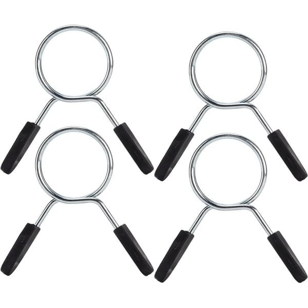 Veerklemmen voor stangen - Veiligheidsclips gewichten - Krachttraining thuis - Robuust dubbel veersysteem - 4 stuks - Zwart