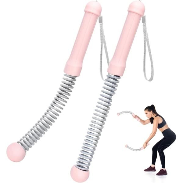 Verbeterde verzwaarde - draadloze battle ropes - 2 stuks draadloze battle ropes voor thuisgym, HIIT, krachttraining, stil en draagbaar trainingstouw, veelzijdig fitnessapparaat voor mannen en vrouwen - Roze