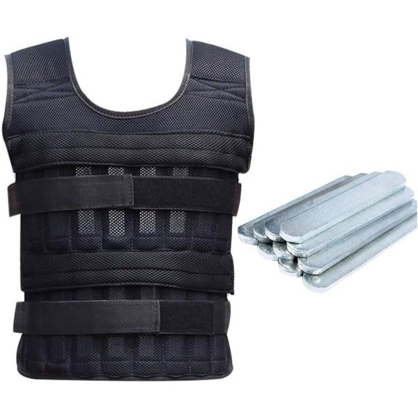 Verstelbaar Gewichtsvest - Trainingsvest Fitness - Krachttraining Hardlopen - Ademend Schokbestendig - 5-30 kg - Zwart