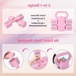 Verstelbaar Kettlebell Set voor Thuis Fitness, 2-in-1 Dumbbell en Kettlebell, Ideaal voor Krachttraining en Gewichtsverlies, 1 kg, Roze, Geschikt voor Vrouwen