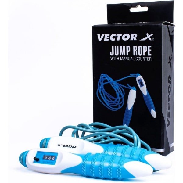 Verstelbaar Springtouw voor Cardio Workout en Fitness - Wit/Blauw