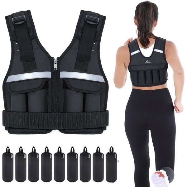 Verstelbaar verzwaard trainingsvest 0,9 tot 19 kg fitness vest voor hardlopen krachttraining en calisthenics unisex