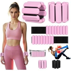 Verstelbare Enkelgewichten - Polsgewichten Set - Sport Krachttraining - Comfortabel Siliconen - 2 x 1 Pond - Roze