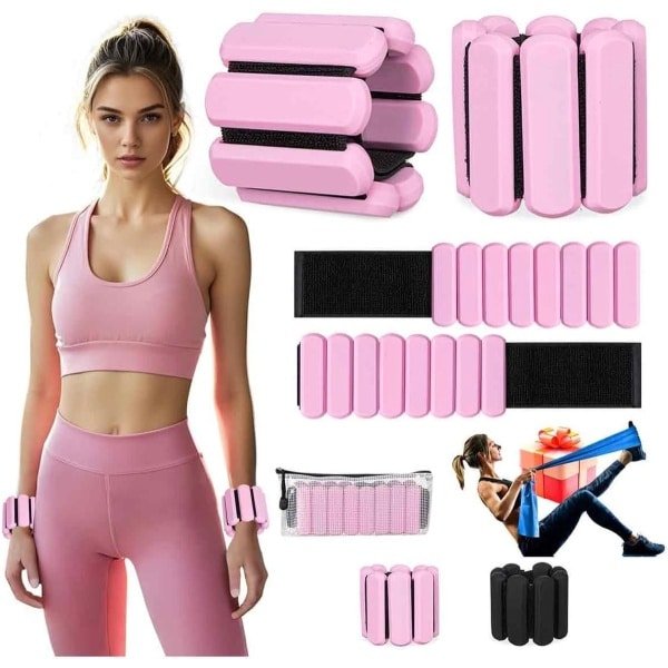 Verstelbare Enkelgewichten - Polsgewichten Set - Sport Krachttraining - Comfortabel Siliconen - 2 x 1 Pond - Roze