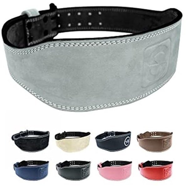 Verstelbare Gewichthefriem voor Krachttraining en Bodybuilding - Comfortabele Fitnessriem voor Deadlift en Kniebuigingen, Grijs-Nubuck S