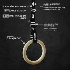 Verstelbare Gymnastiek Ringen met Snelsluiting - Houten Ringen voor Calisthenics, Crossfit en Fitness