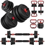 Verstelbare Halter Set 2x15 Lbs (30 Lbs Totaal) - 3-in-1 Fitnessgewicht voor Krachttraining en Push-ups