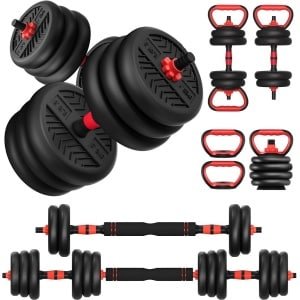 Verstelbare Halter Set 2x15 Lbs (30 Lbs Totaal) - 3-in-1 Fitnessgewicht voor Krachttraining en Push-ups