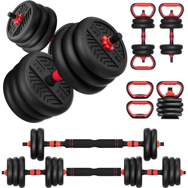 Verstelbare Halter Set 2x15 Lbs (30 Lbs Totaal) - 3-in-1 Fitnessgewicht voor Krachttraining en Push-ups