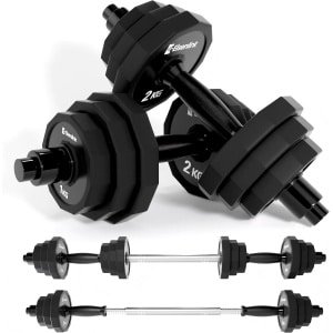 Verstelbare Halterset 2-in-1 met Verbindingsstang - Complete Dumbbell Set & Barbell voor Krachttraining