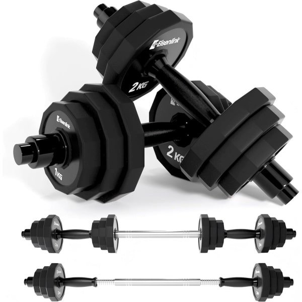 Verstelbare Halterset 2-in-1 met Verbindingsstang - Complete Dumbbell Set & Barbell voor Krachttraining