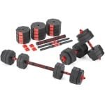 Verstelbare Halterset 2-in-1 voor Krachttraining Thuis, 2x15 kg Korte Halters en Lange Halterstang, Duurzaam en Veilig, Gewichten voor Fitness