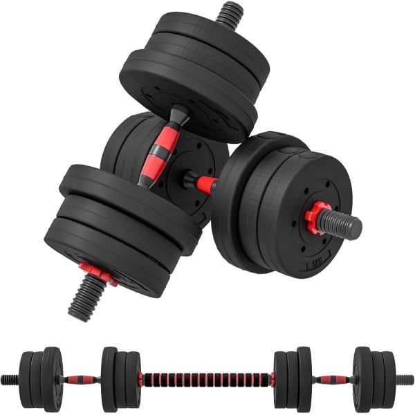 Verstelbare Halterset 20 kg Krachttraining - Kort en Lang Dumbbells voor Thuis