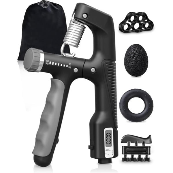Verstelbare Handgrip voor Krachttraining - Vingertrainer en Antistressbal met Intelligente Teller