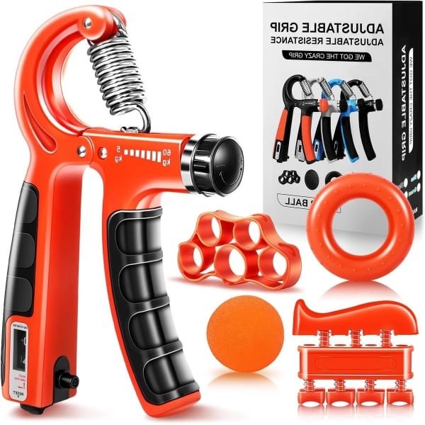 Verstelbare Handversterker Set voor Krachttraining van Polsen, Vingers en Onderarmen (5-60kg) met Weerstandsysteem en Handgripper