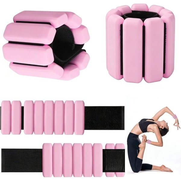 Verstelbare Polsgewichten - Enkelbanden Fitness - Krachttraining Thuis - Comfortabele Pasvorm - 2x 0.45 kg - Roze